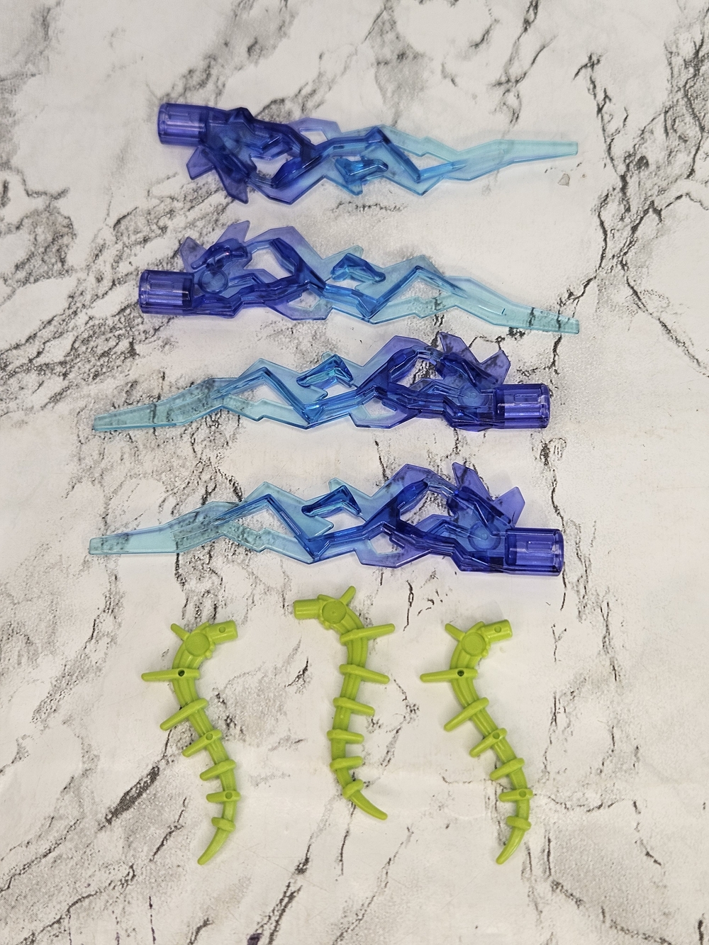 Lego Hero Factory Translucent Blue Lightning Bolts with Lime Green Tail Spines